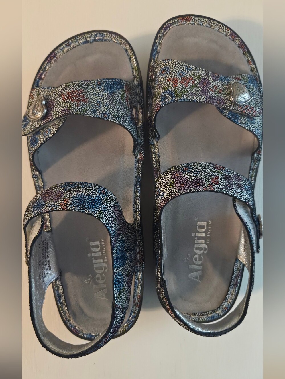 Alegria Women's Multi-Color Floral Adjustable Leather Sandals EU 37/ 6.5 US